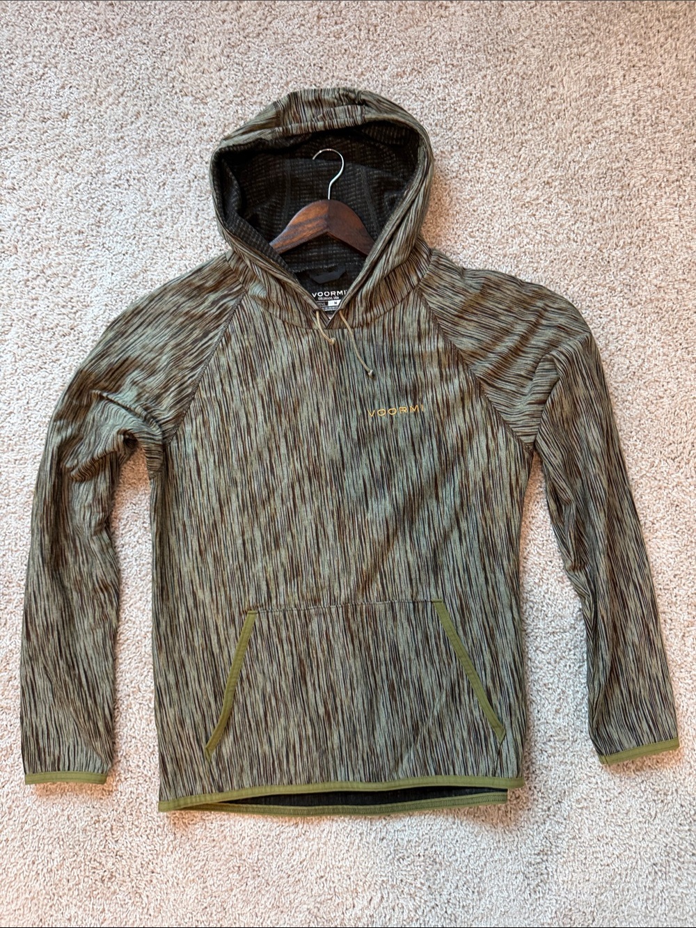 Voormi Men's Olive Green Hooded Performance Pullover
